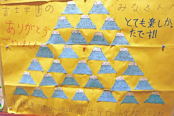 移動教室で訪れた児童から富士学園に届いたお礼のメッセージ