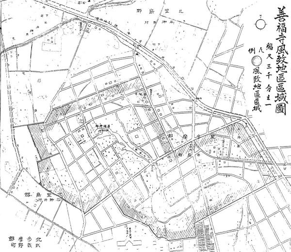 善福寺風致地区区域図（出典：『善福寺池五十年の歩み』）