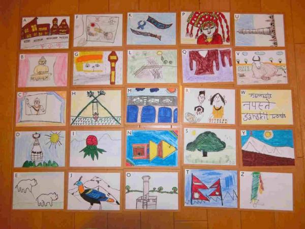 ネパール人学校の学生たちが作った絵札（写真提供：すぎなみKarutaプロジェクト）