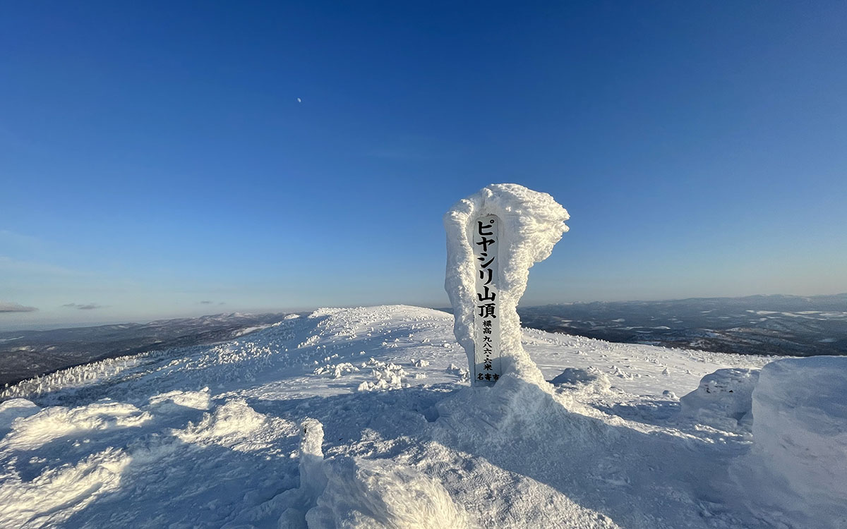 日本一ともいわれる雪質で覆われたピヤシリ山頂。名寄市街を一望できる（写真提供：名寄市）